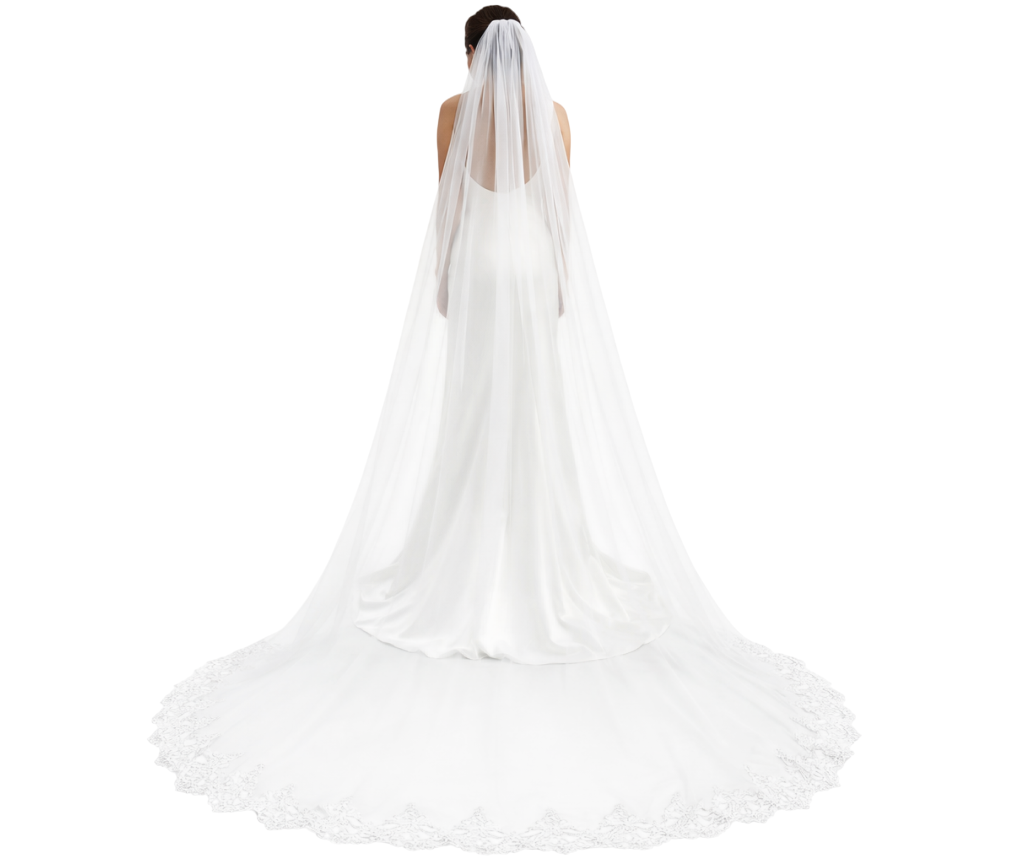 Véu de noiva estilo catedral 2,60 metros com aplicação de renda nas bordas