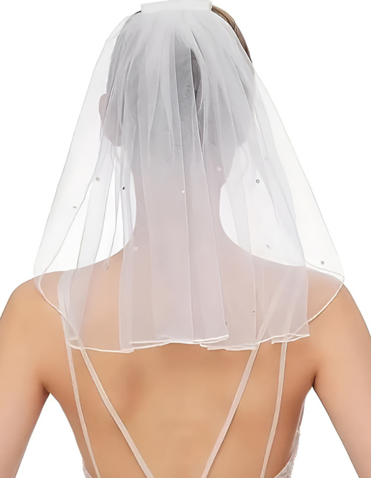 véu v107 -ipanemashop (4) Véu de noiva curto com pontos de luz para casamento civil