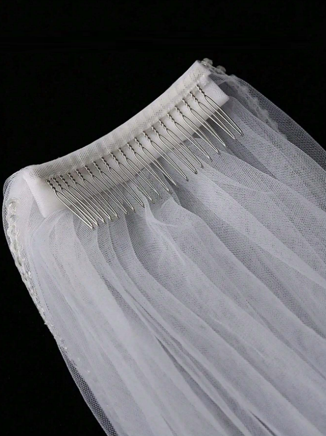 véu v111 - pente Véu de noiva médio 90cm com borda de renda delicada