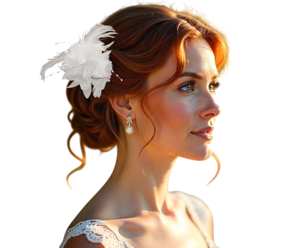 grinalda fascinator penas noiva casamento civil