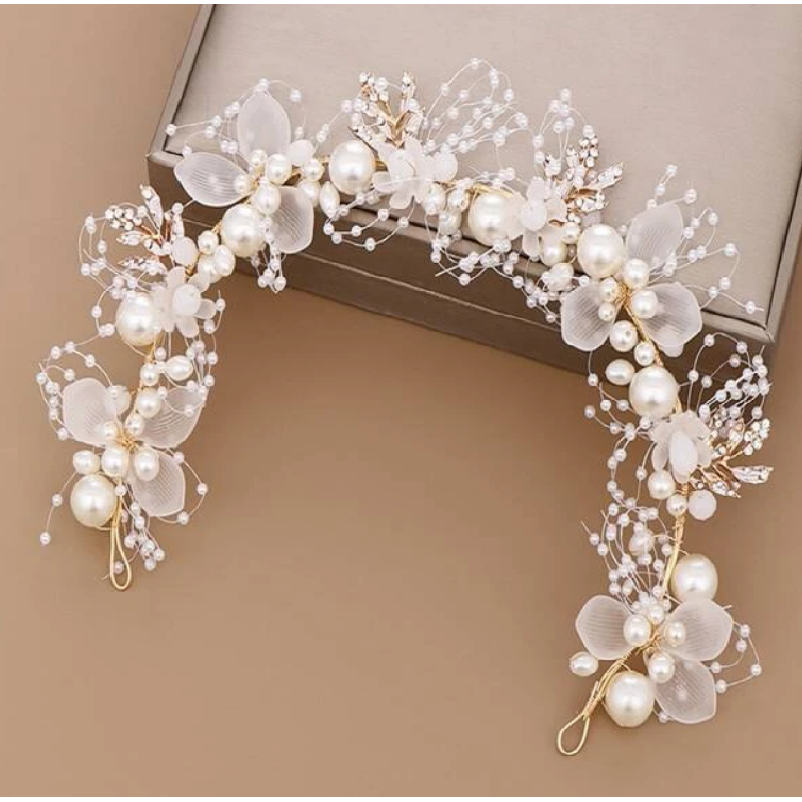 tiara de flores e pérolas para noiva ou daminha