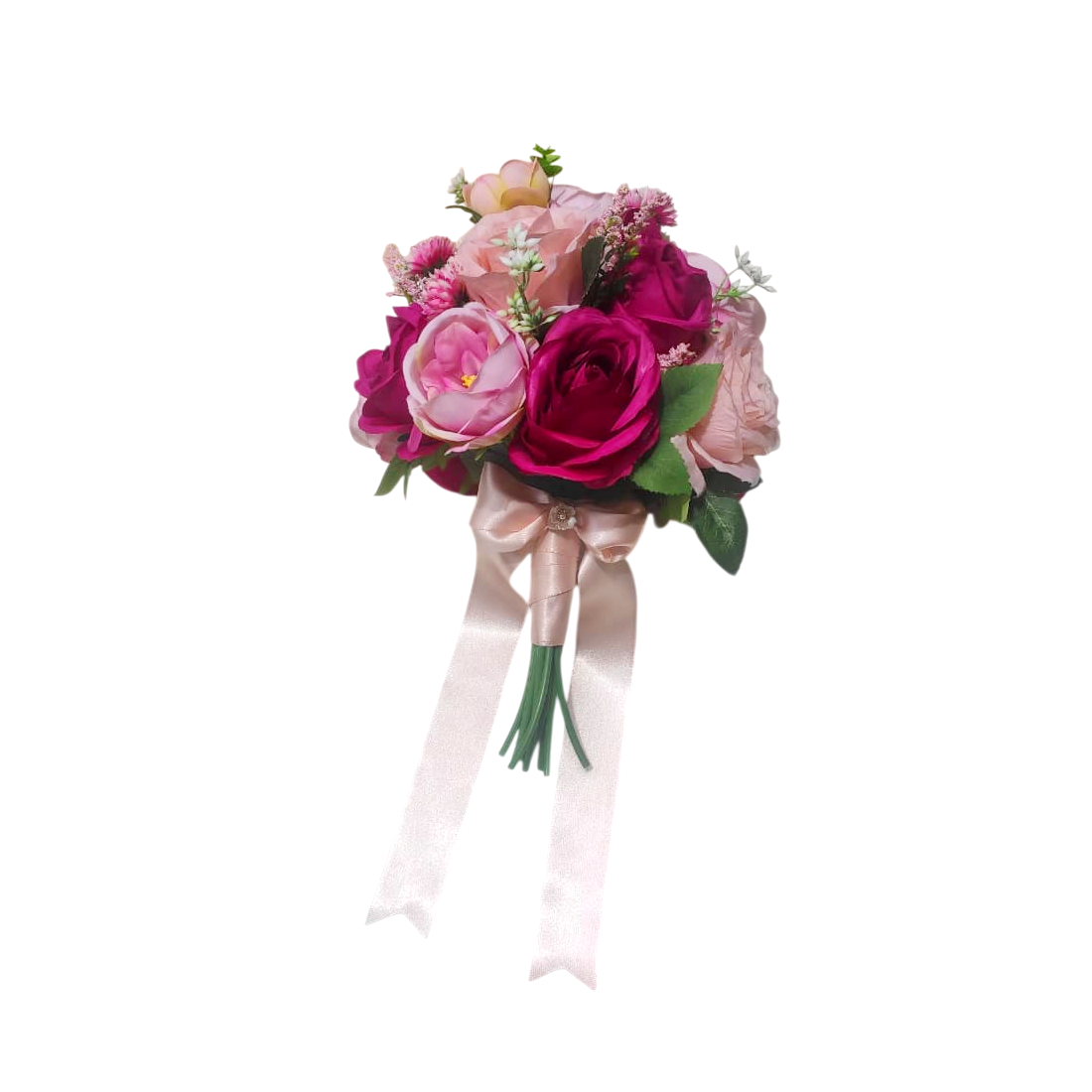 Buquê de noiva realista redondo rosa