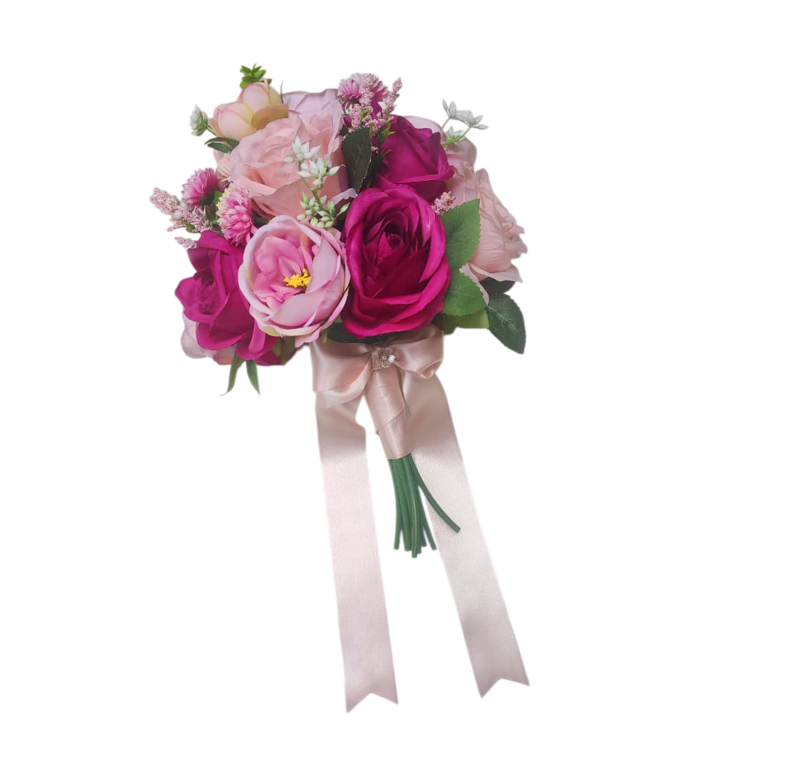 Buquê de noiva realista redondo rosa