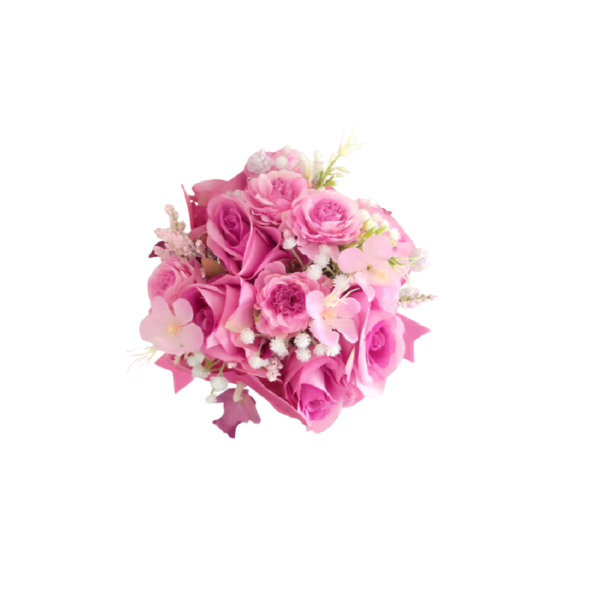 Buquê de noiva permanente rosa compacto com orquídeas