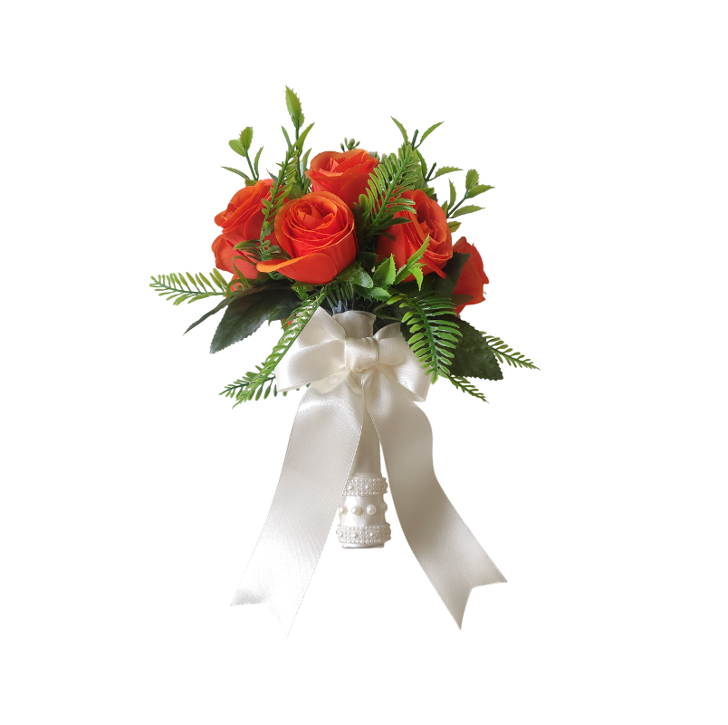 Buquê de noiva laranja bn130 - 2 Buquê de noiva médio rosas laranja permanentes realistas civil religioso