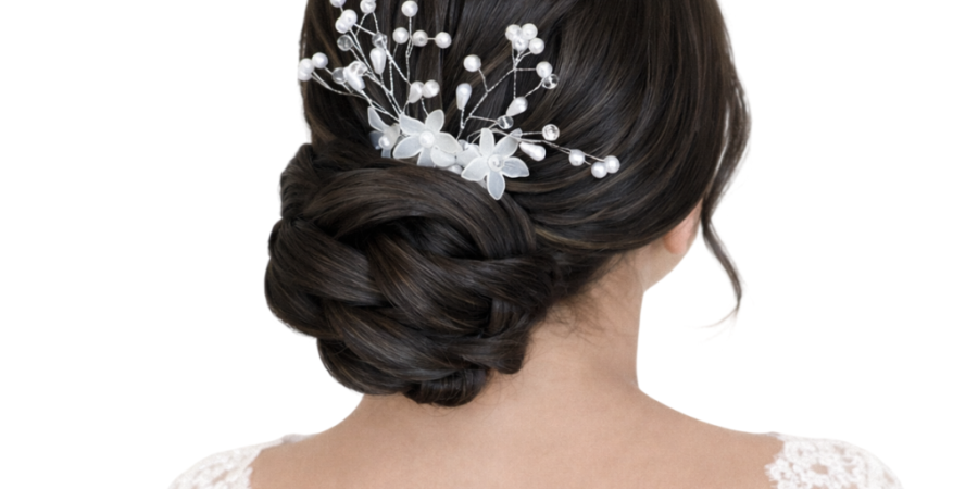 Arranjo de Cabelo Grinalda Noiva Ramo de Flores e Pérolas Delicado