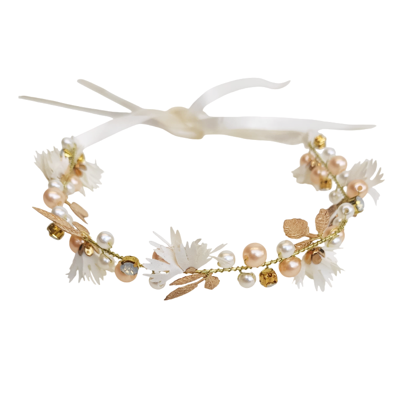 Acessório de cabelo noiva maleável DOURADO com flores e brilho