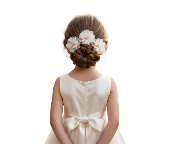 arranjo de cabelo flor para daminha batizado criança