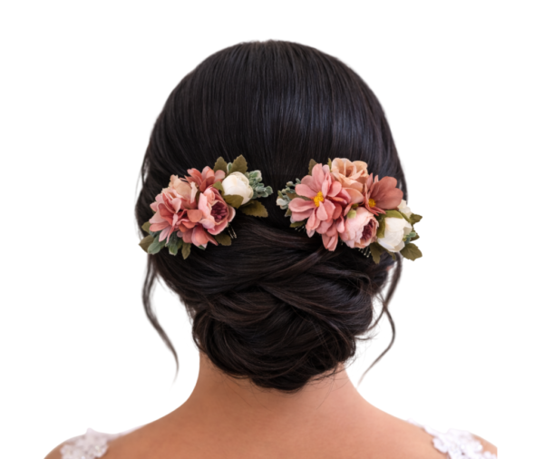 Pente arranjo de cabelo floral para madrinha de casamento grinalda