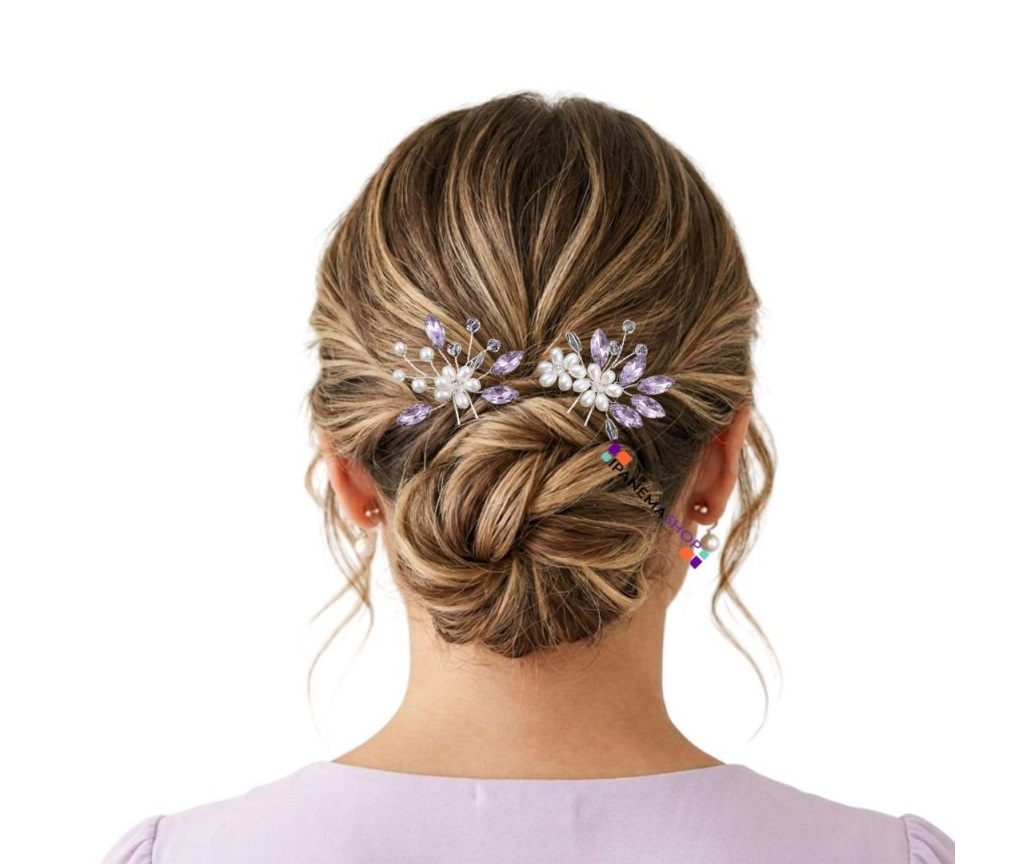 kit arranjo de cabelo grampo lilás ideal para coque penteado de festa madrinha