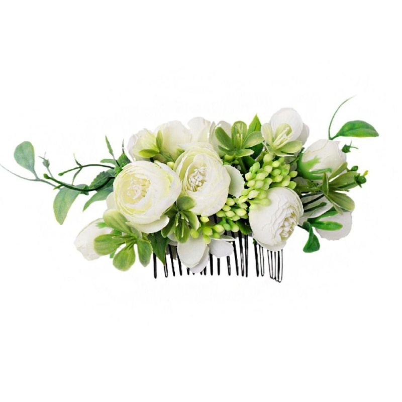 Pente arranjo de cabelo branco para noiva