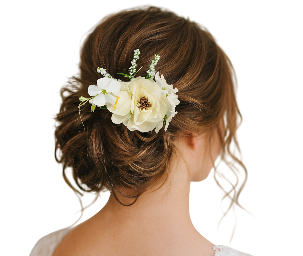 Pente arranjo de cabelo branco para noiva
