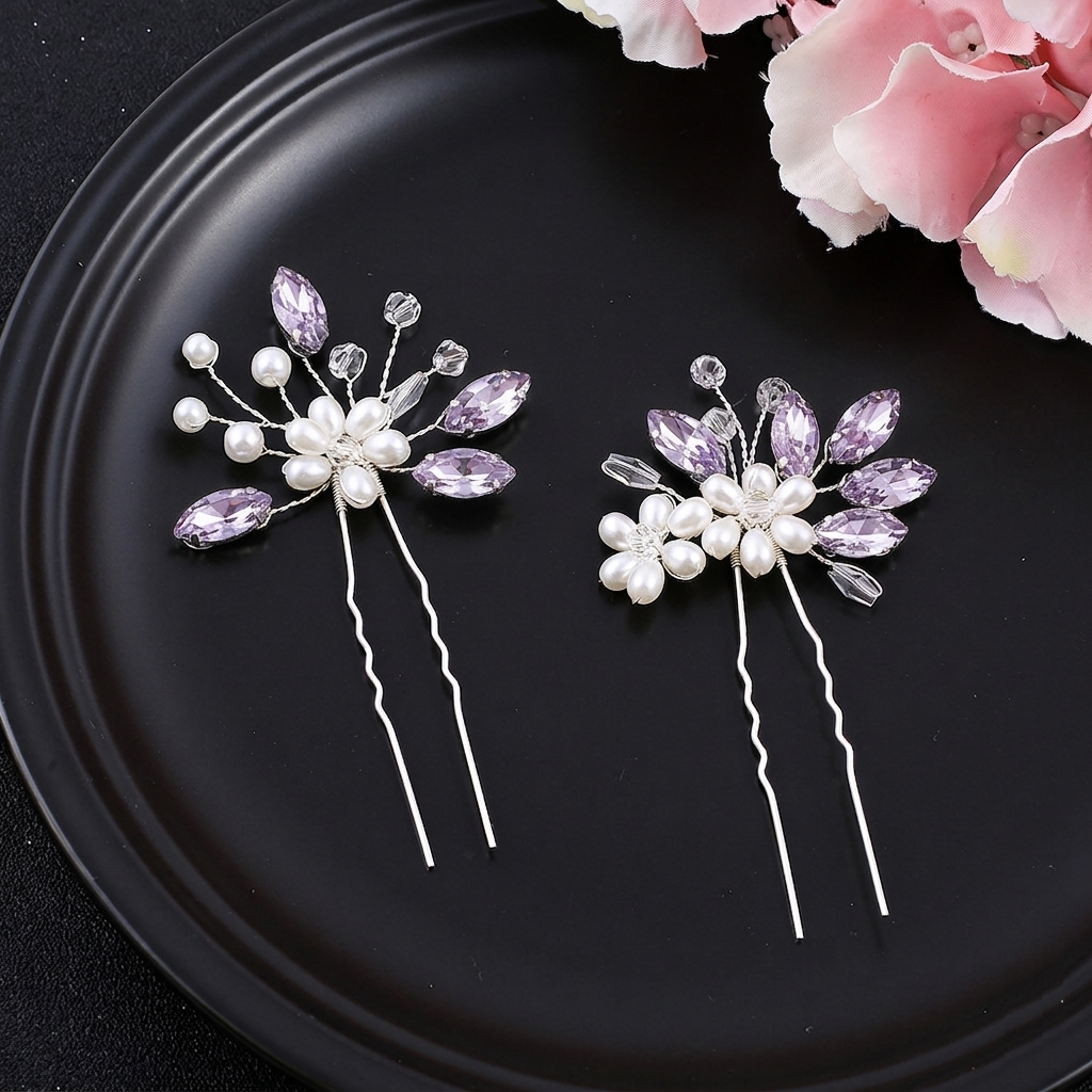 kit arranjo de cabelo grampo lilás ideal para coque penteado de festa madrinha