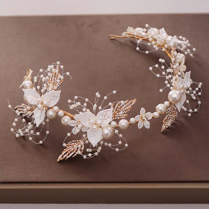 tiara de flores e pérolas para noiva ou daminha