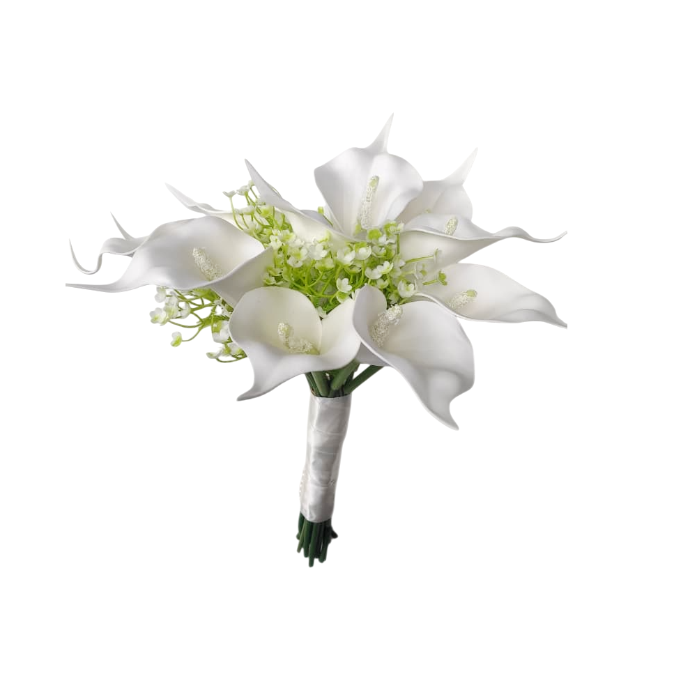 Buquê de noiva copo de leite permanente branco realista
