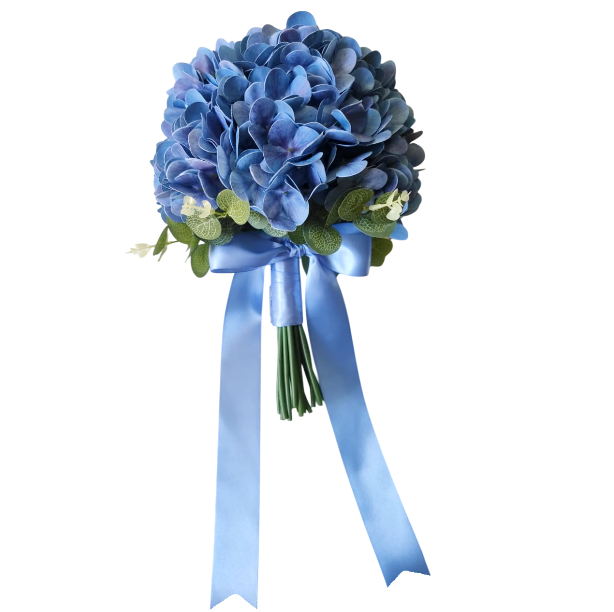 buque azul hortensia bn161 - 1 Buquê de noiva permanente de hortênsias azul redondo