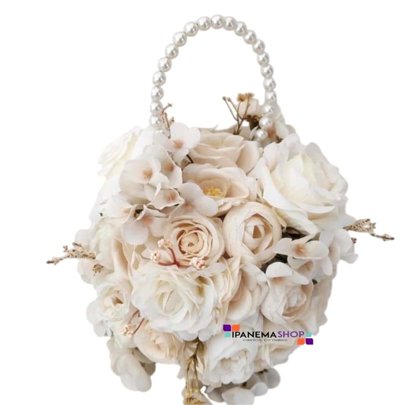 buque de noiva moderno buque bolsa com alça de pérolas