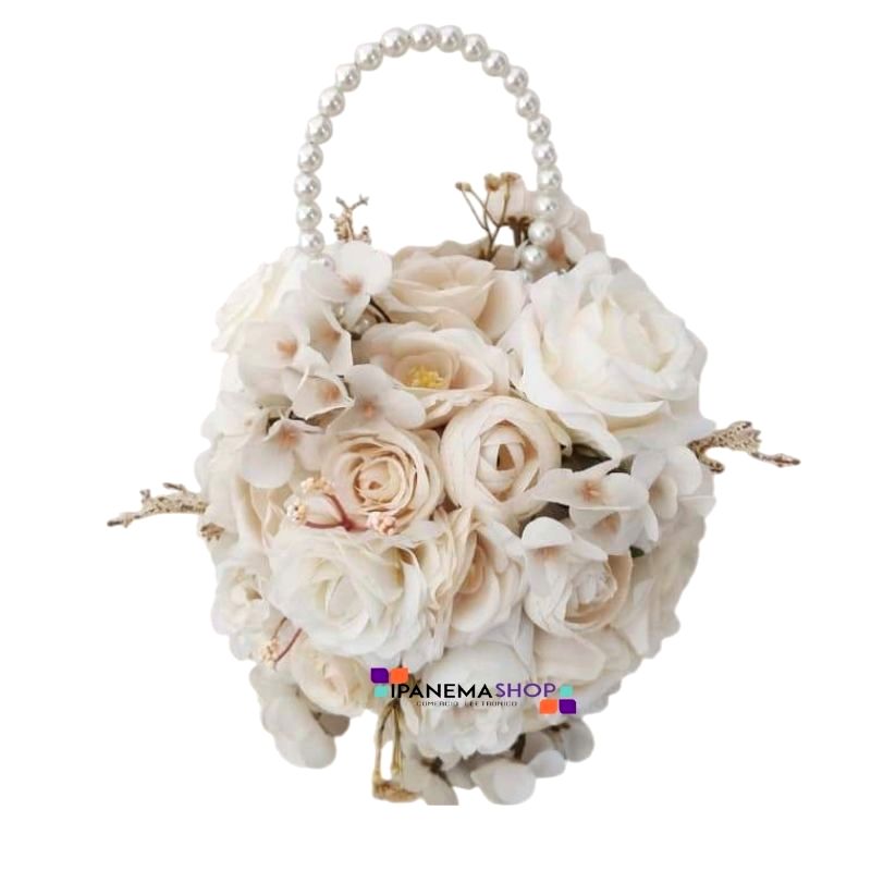buque de noiva moderno buque bolsa com alça de pérolas