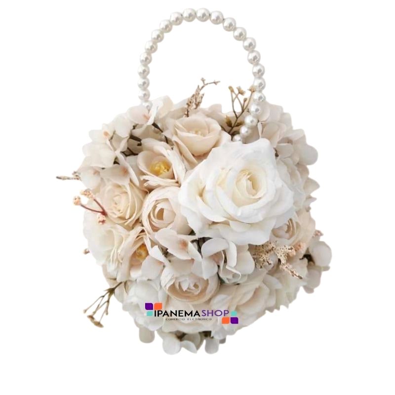 buque de noiva moderno buque bolsa com alça de pérolas