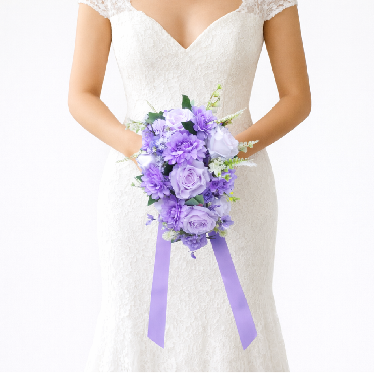 buquê cascata buque de noiva permanente lilás