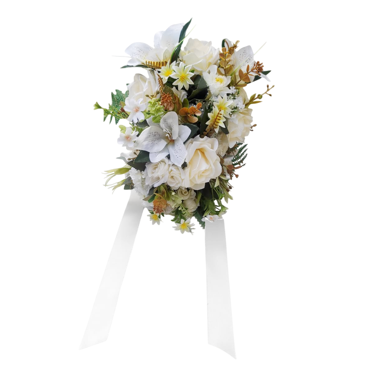 buquê cascata buque de noiva permanente offwhite