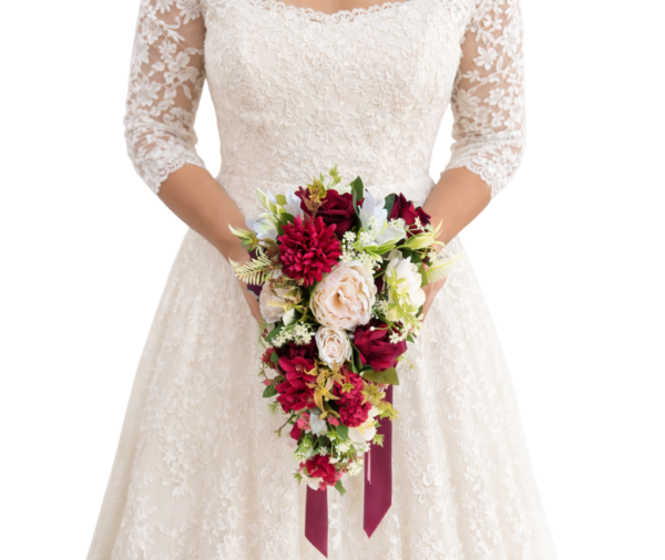 buquê cascata buque de noiva permanente marsala