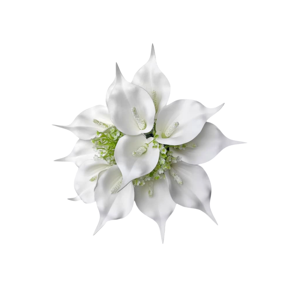 Buquê de noiva copo de leite permanente branco realista