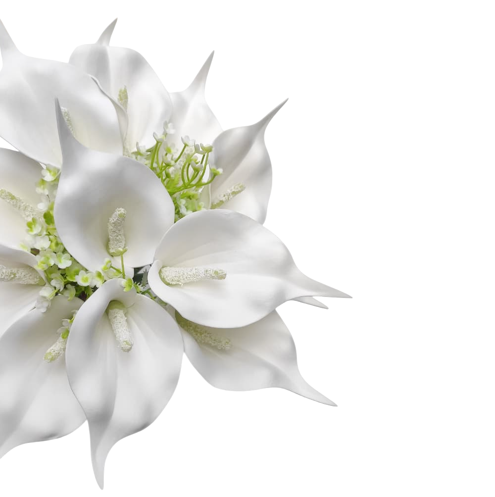 Buquê de noiva copo de leite permanente branco realista