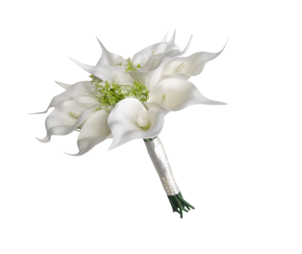 Buquê de noiva copo de leite permanente branco realista