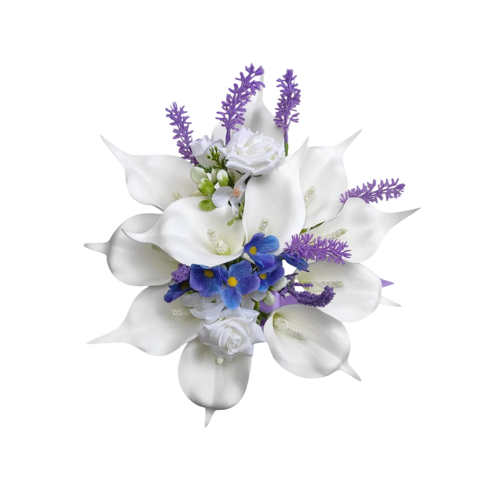 buque copo de leite e lavandas bn168 (2) Buquê de noiva permanente copo de leite lavanda e flores