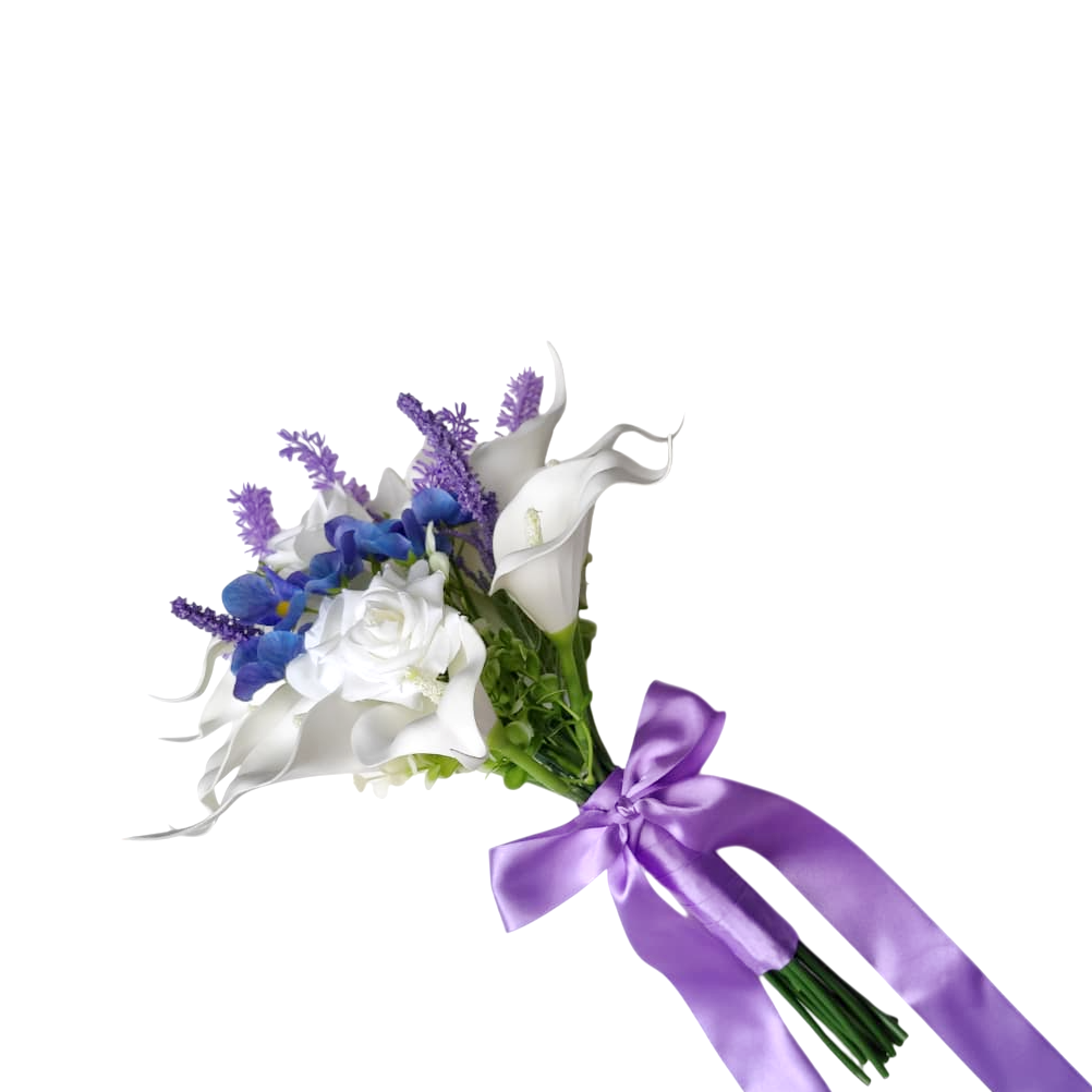 buque copo de leite e lavandas bn168 (5) Buquê de noiva permanente copo de leite lavanda e flores