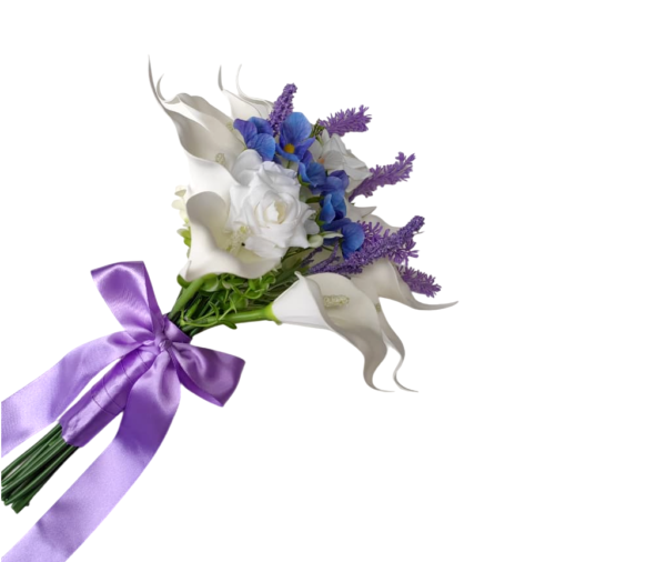 Buquê de noiva permanente copo de leite lavanda e flores