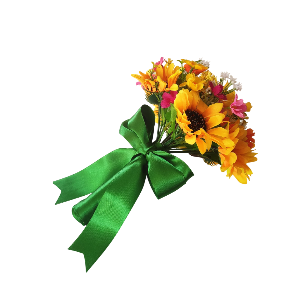 buque de girassol bn119 (2) Buquê de noiva permanente de girassol e margaridas coloridas