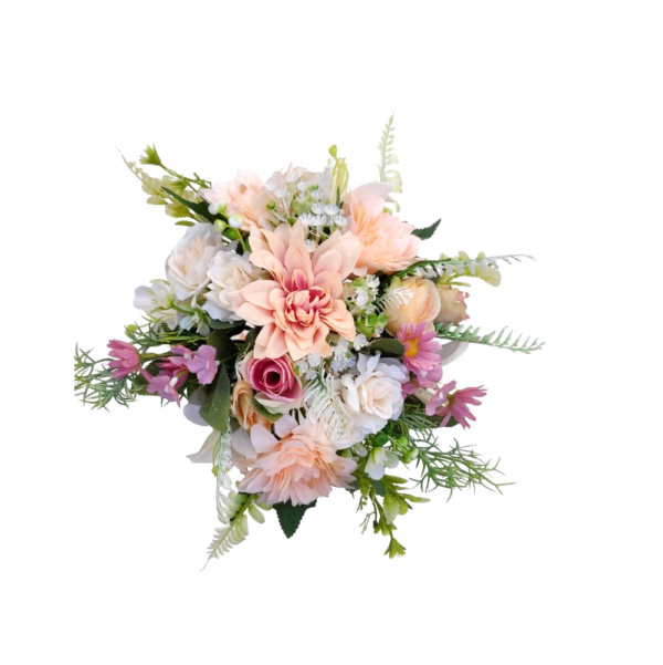 Buquê de noiva boho chic permanente pêssego rosa