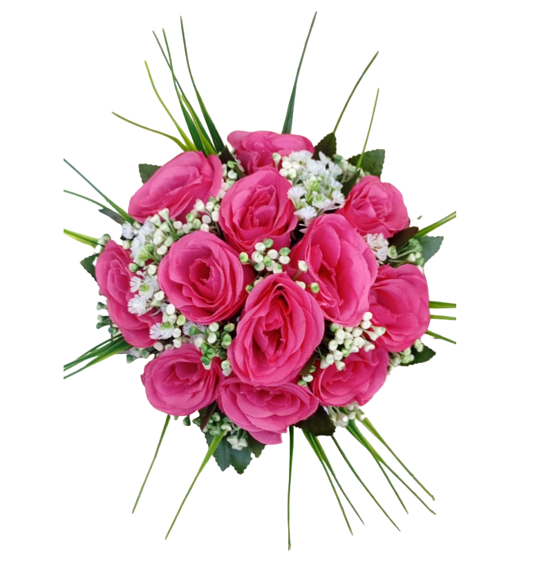 buquê de noiva pink bn112 - 1 Buquê de noiva médio rosas permanentes realistas civil religioso