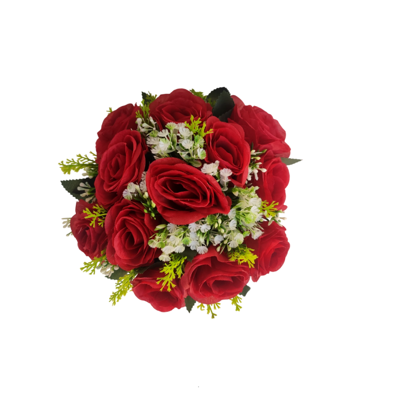 buque de noiva rosas marsala bn114 - 1 Buquê de noiva médio rosas marsala permanentes realistas civil religioso