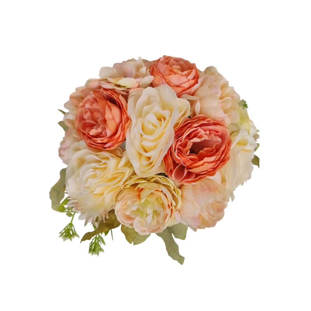 buque de noiva rustico chic bn128 (2) Buquê de noiva permanente coral pêssego e champagne