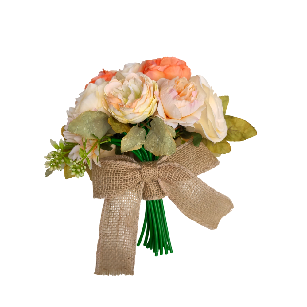 buque de noiva rustico chic bn128 (3) Buquê de noiva permanente coral pêssego e champagne