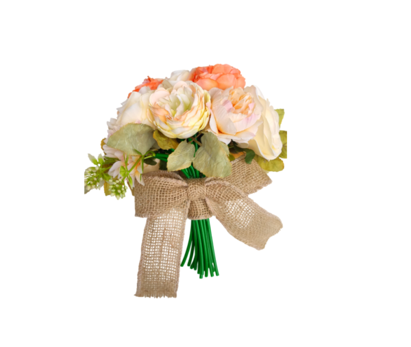 Buquê de noiva permanente coral pêssego e champagne