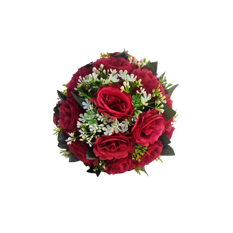 buque de rosas noiva bn142 - 1 Buquê de noiva médio rosas marsala permanentes realistas civil religioso