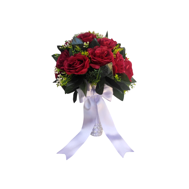 buque de rosas noiva bn142 - 2 Buquê de noiva médio rosas marsala permanentes realistas civil religioso