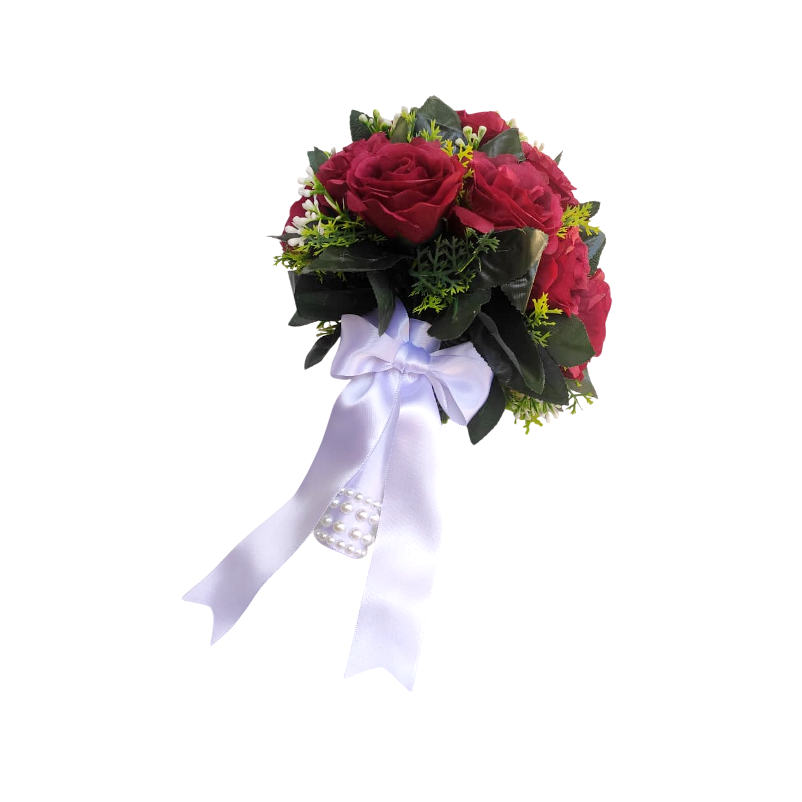 buque de rosas noiva bn142 - 3 Buquê de noiva médio rosas marsala permanentes realistas civil religioso