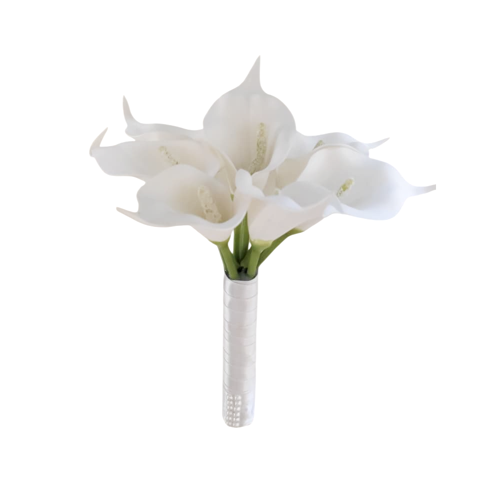 mini buquê de copo de leite callas brancas moderno casamento civil pre-wedding