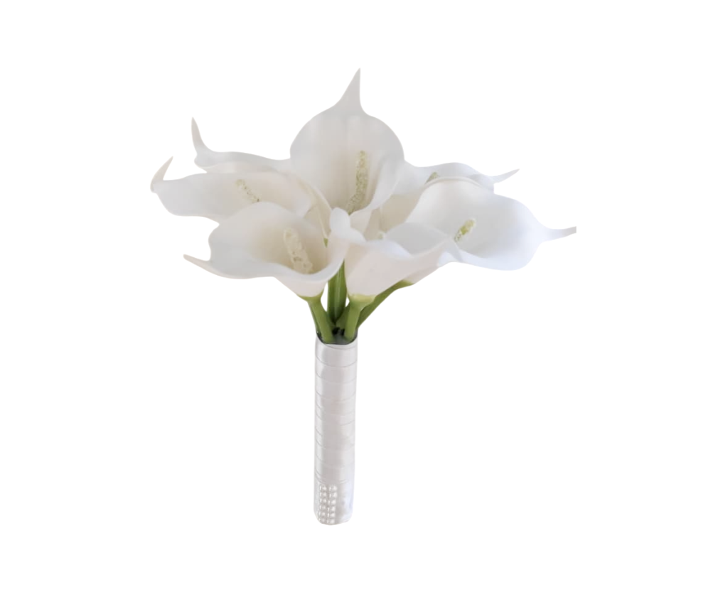 mini buquê de copo de leite callas brancas moderno casamento civil pre-wedding