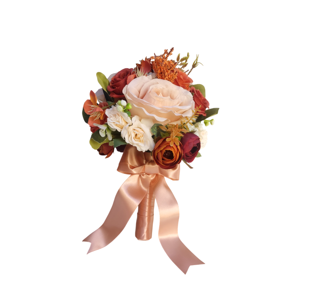 buque permanente bn133 - 1 Buquê de noiva permanente rosa pastel e tons terrosos elegante