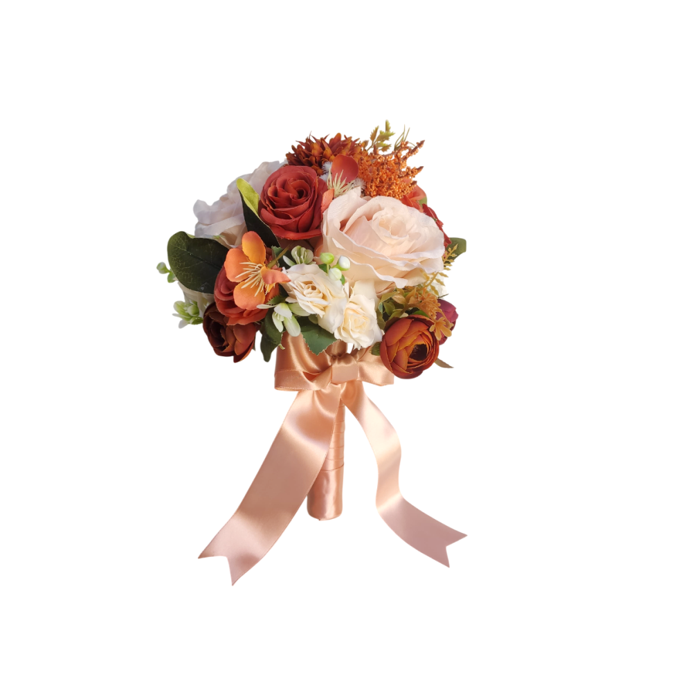 buque permanente bn133 - 3 Buquê de noiva permanente rosa pastel e tons terrosos elegante
