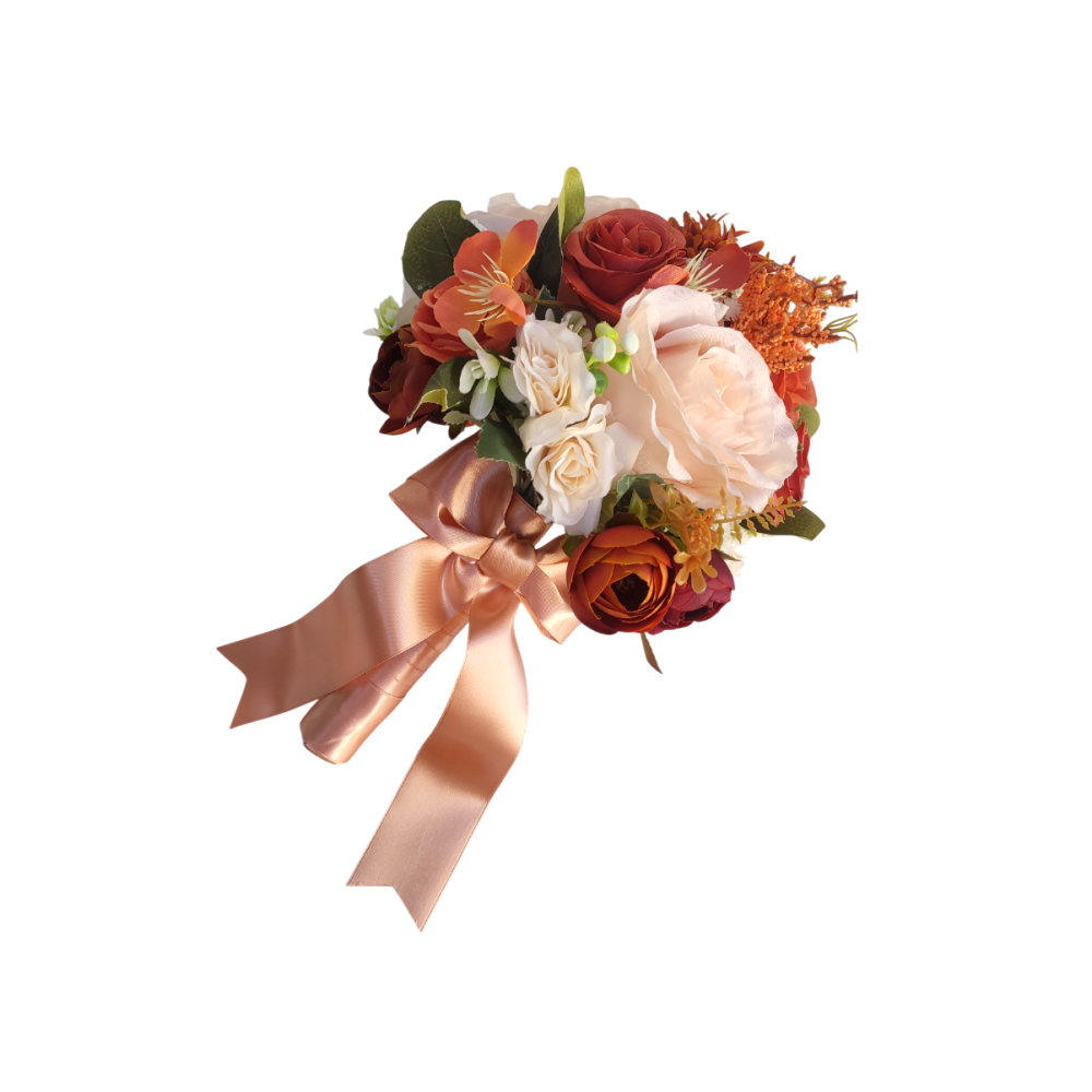 buque permanente bn133 - 4 Buquê de noiva permanente rosa pastel e tons terrosos elegante
