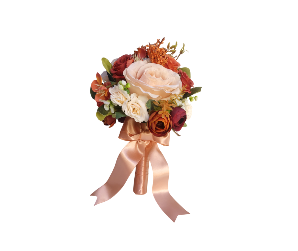 buque permanente bn133 - 5 Buquê de noiva permanente rosa pastel e tons terrosos elegante