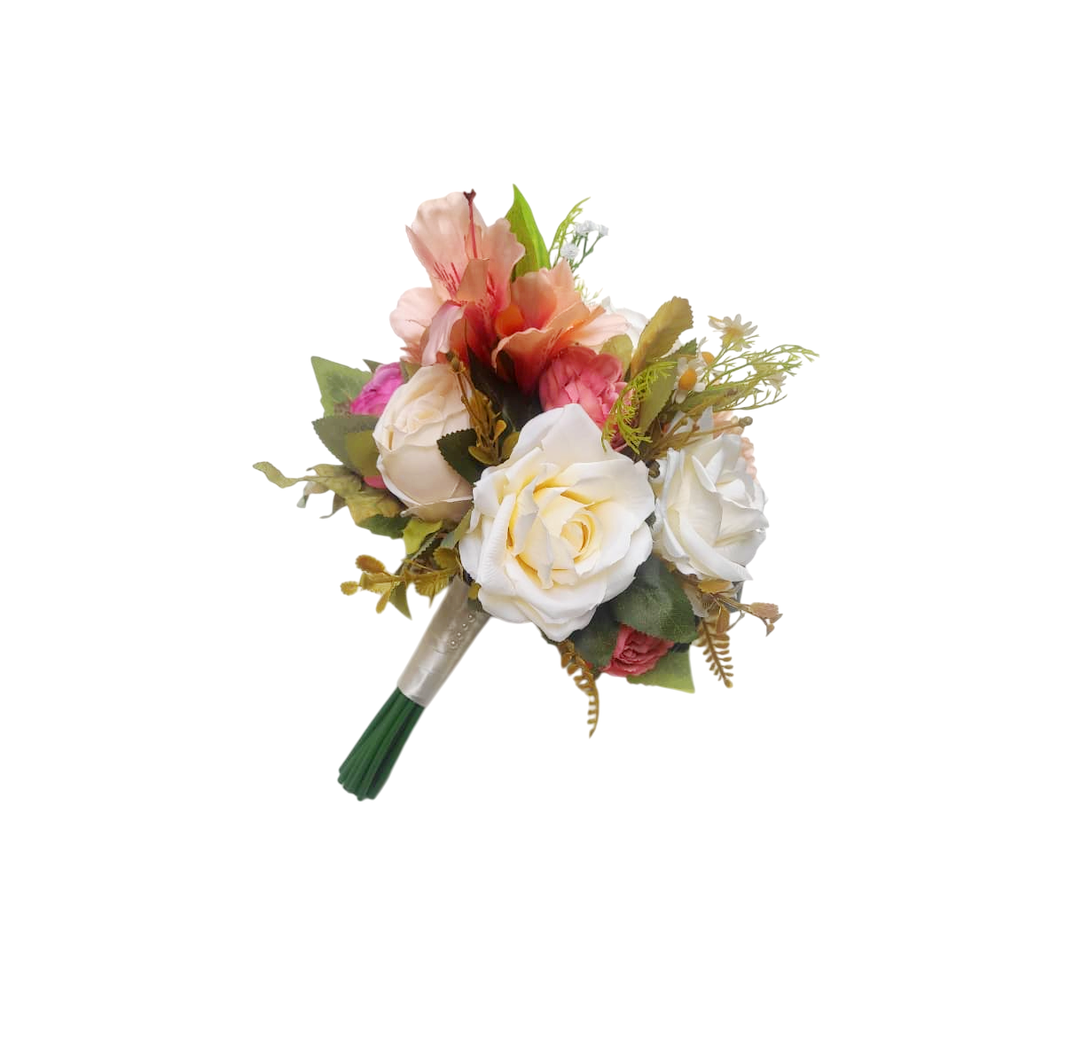 buque permanente bn159 (3) buquê de noiva permanente rosas astromélias tropical elegante e realista