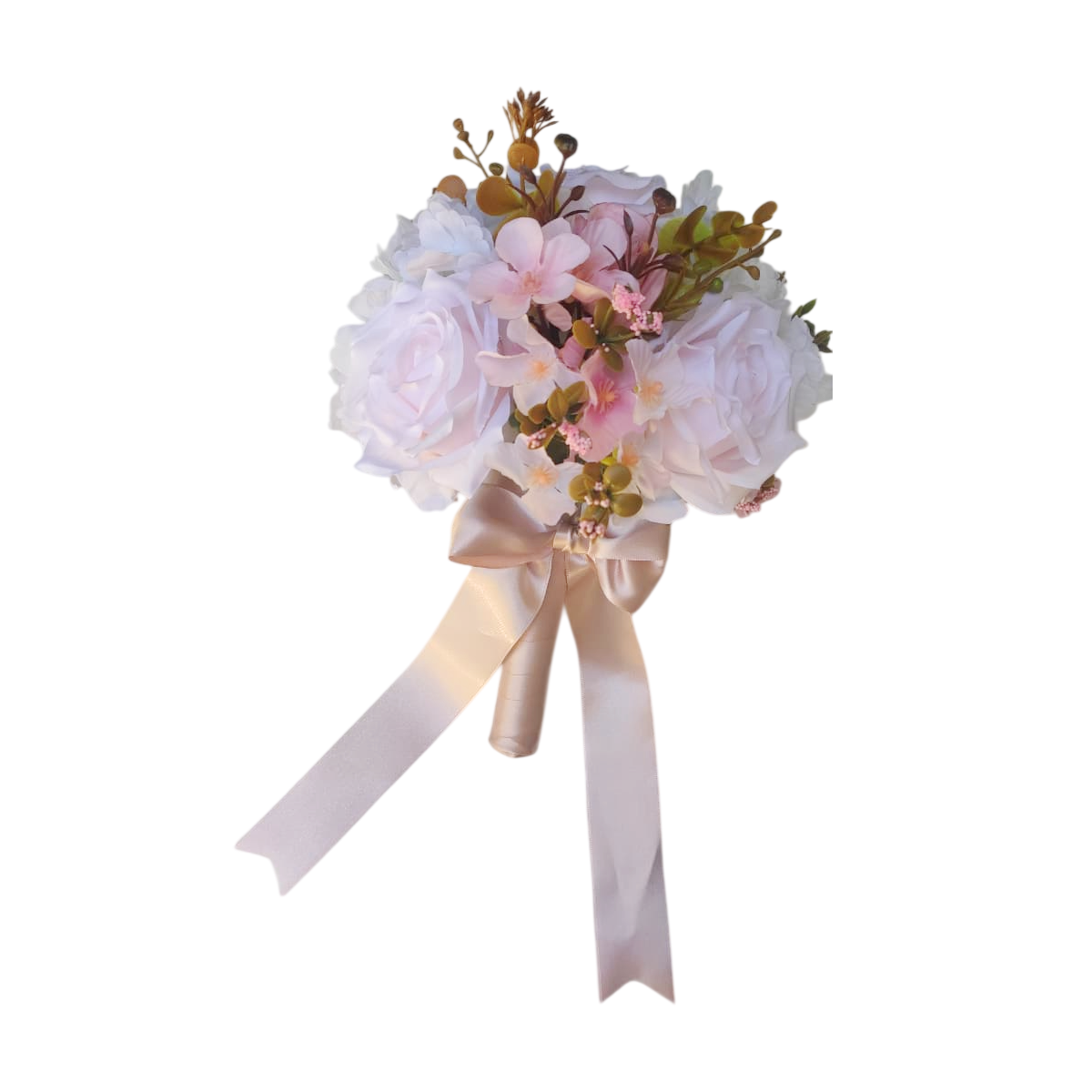 buquê de noiva permanente delicado e romântico rosa realista